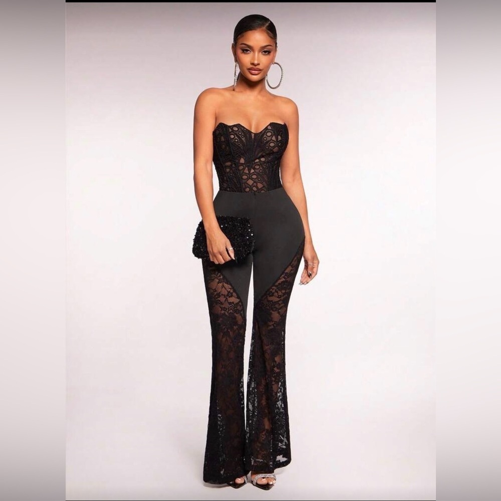 New Y2K Elegant Black Lace Bustier Top size M - Picture 7 of 8